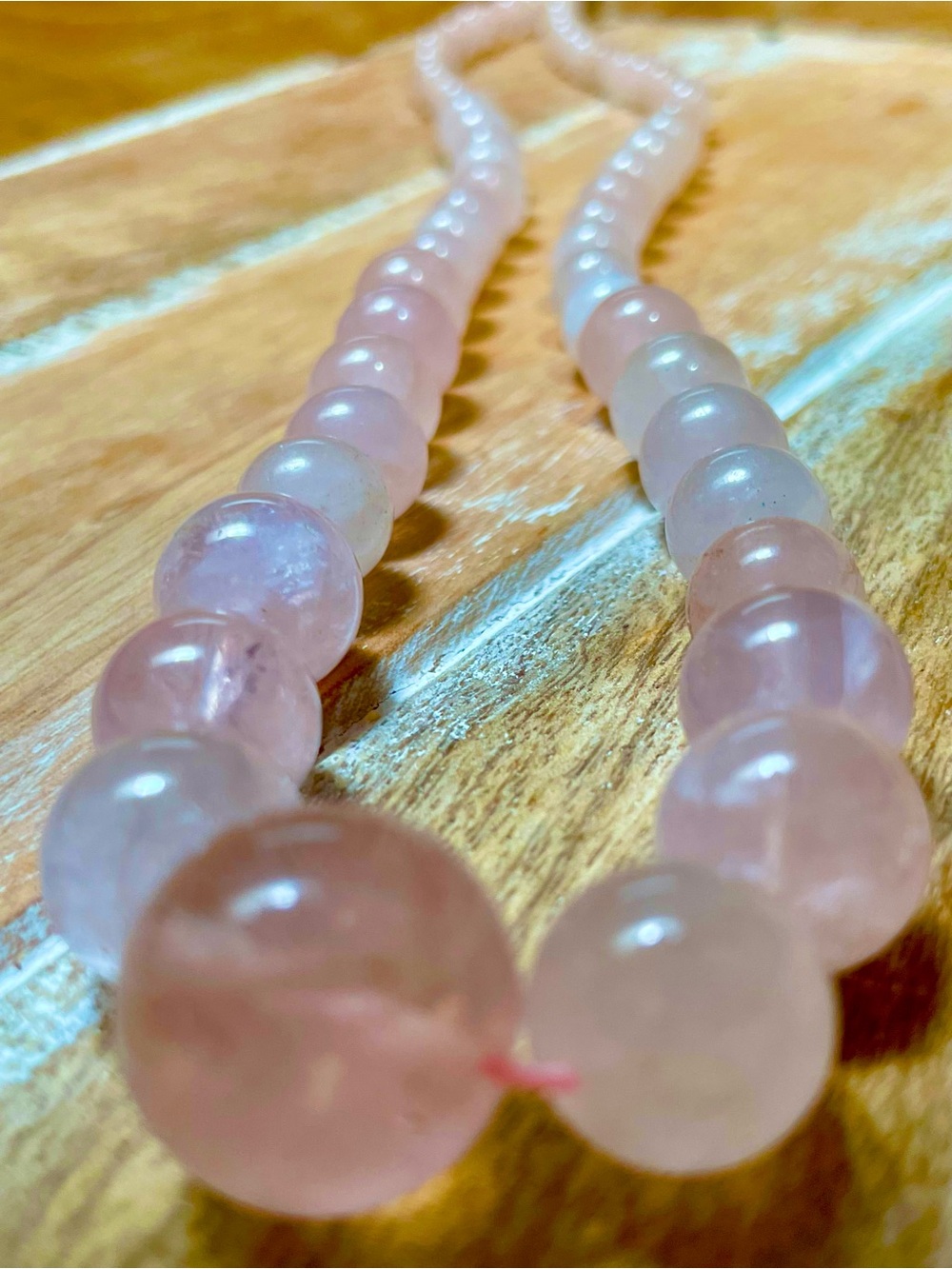 Rose Quartz Beaded Necklace - Pink Gemstone Strand